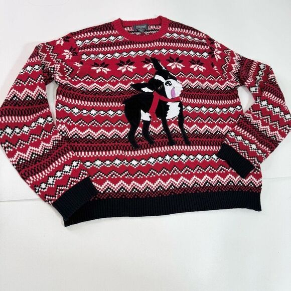 33Degress Sweater Mens XXL Boston Terrier Dog Ugly Christmas 2X - Picture 1 of 8